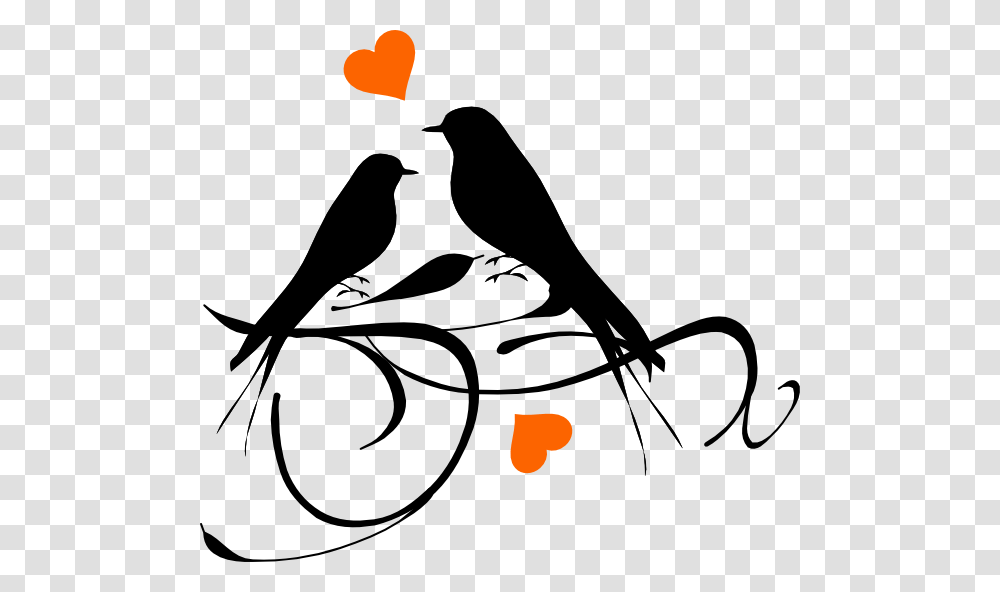 Birds On A Branch Hearts Svg Clip Arts Love Birds Black And White, Animal, Stencil, Silhouette, Finch Transparent Png