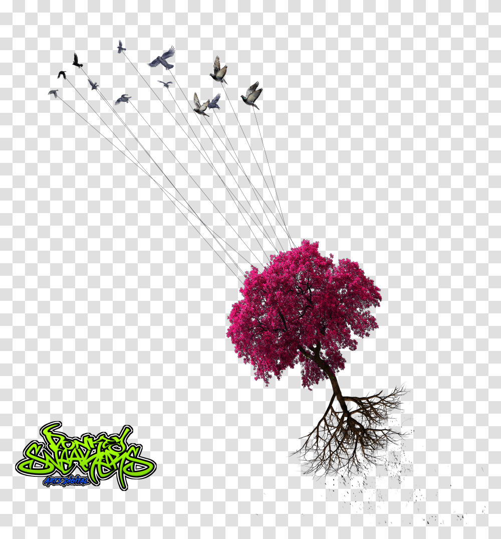 Birds Taking Tree Donkeysneakers Nurhayat Uara Szleri, Plant, Flower, Blossom, Parachute Transparent Png