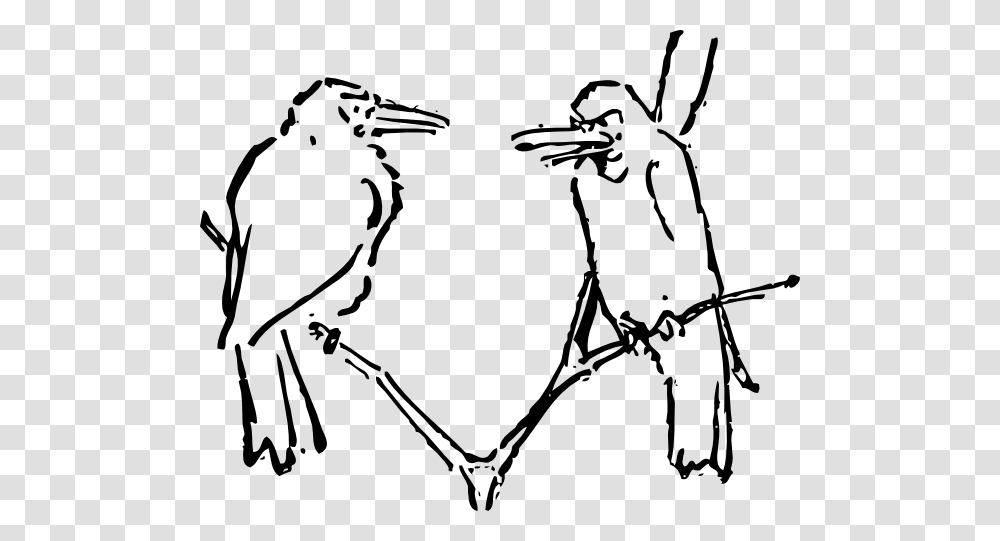 Birds Talking Tree Branch Clip Art, Animal, Stencil, Drawing, Finch Transparent Png