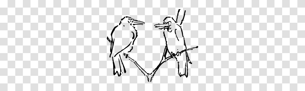 Birds Talking Tree Branch Clip Art, Bow, Stencil, Racket Transparent Png