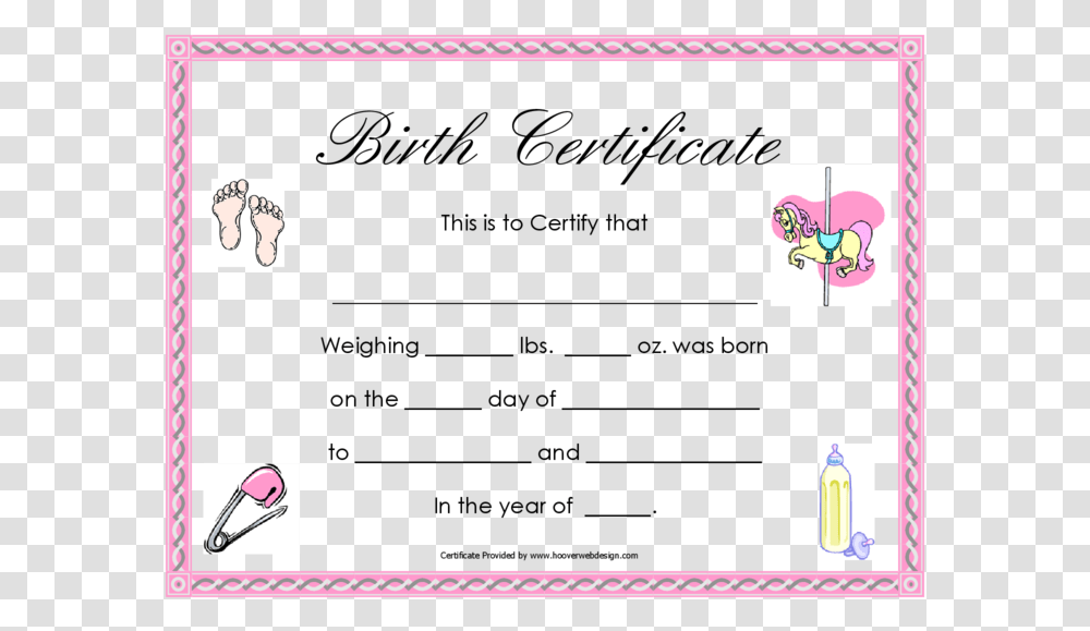 Birth Certificate 1 Image Baby Girl Blank Birth Certificate Transparent Png