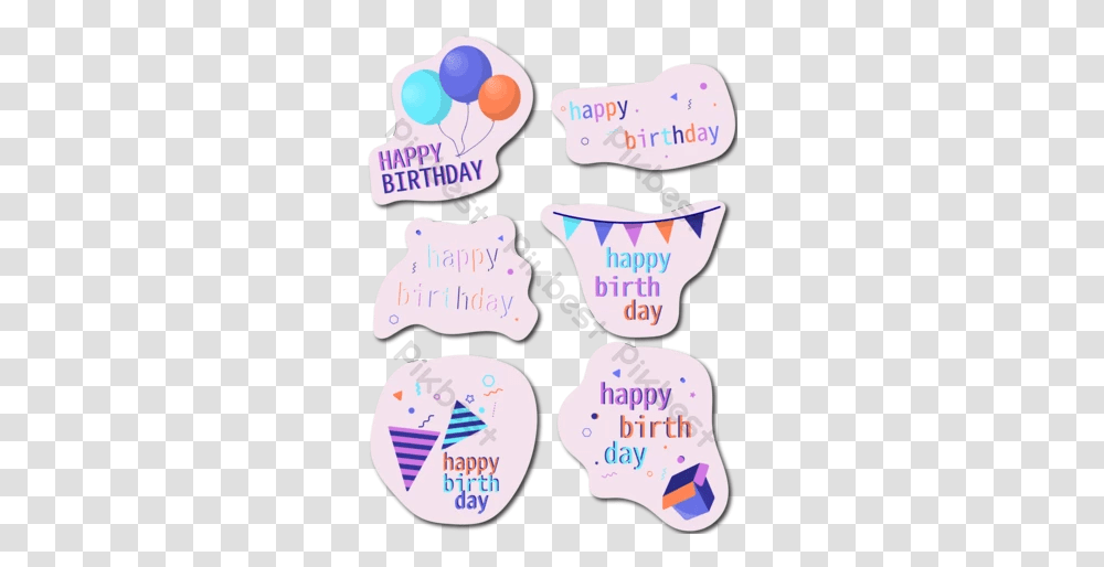 Birthday Background With Sticker Presents And Balloons Party Supply, Text, Cushion, Pillow, Interior Design Transparent Png