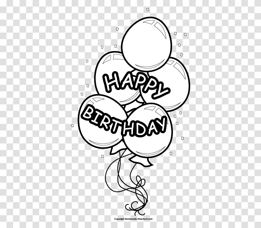 Birthday Balloon Clipart Black And White Kwick Gb Happy Birthday, Plot, Rattle Transparent Png