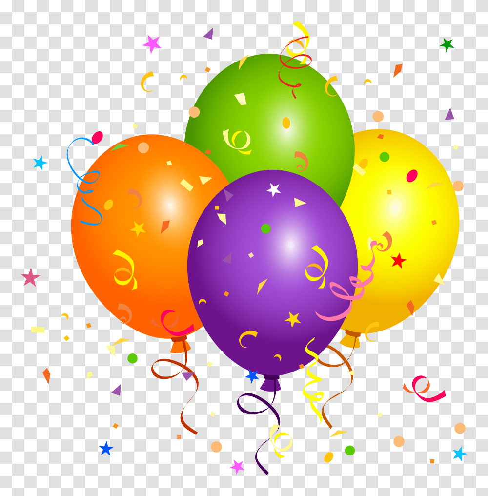 Birthday Balloons Clipart Balloon Happy Vector Birthday Balloon, Confetti, Paper Transparent Png