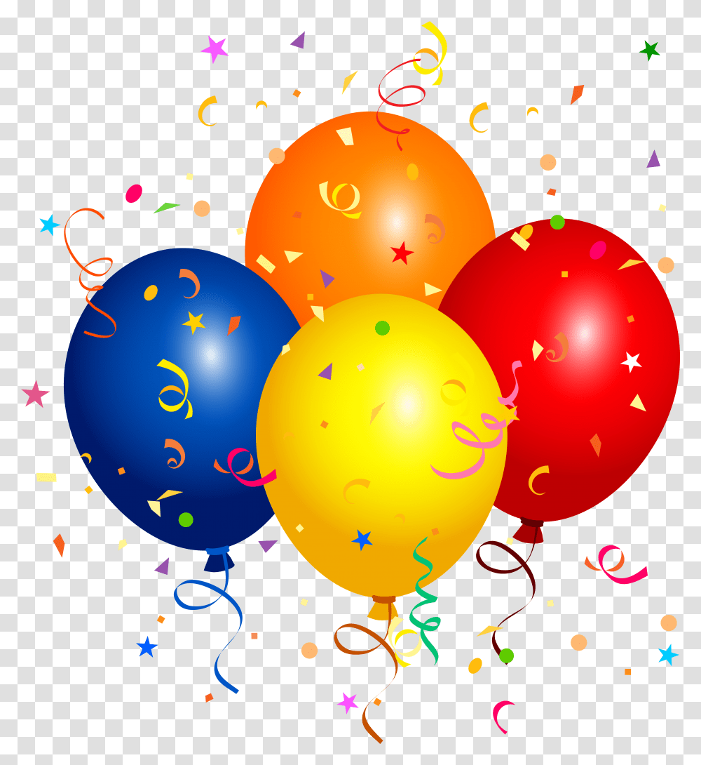 Birthday Balloons Clipart, Confetti, Paper Transparent Png