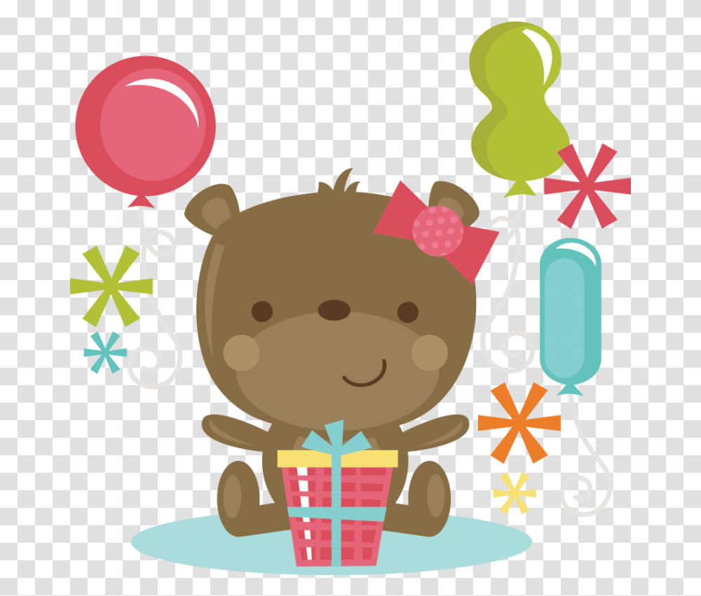 Birthday Bear Girl Svg Cut Files For Scrapbooking Birthday Birthday Cute Clipart, Rattle, Sweets, Food, Confectionery Transparent Png