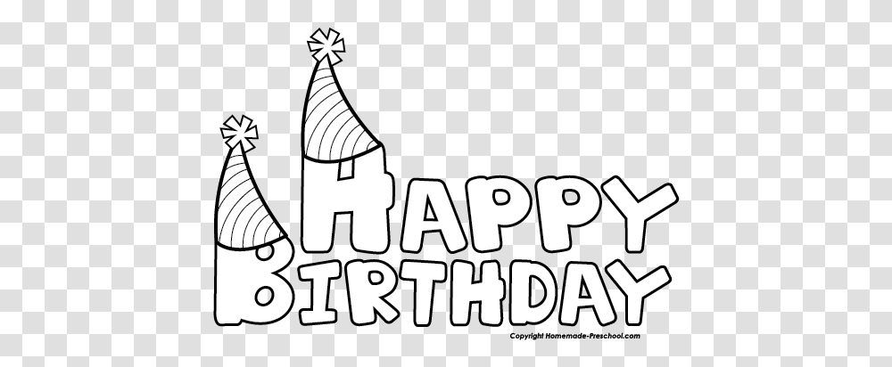 Birthday Black And White Free Happy Clipart Happy Birthday Clipart Black And White, Text, Poster, Advertisement, Stencil Transparent Png
