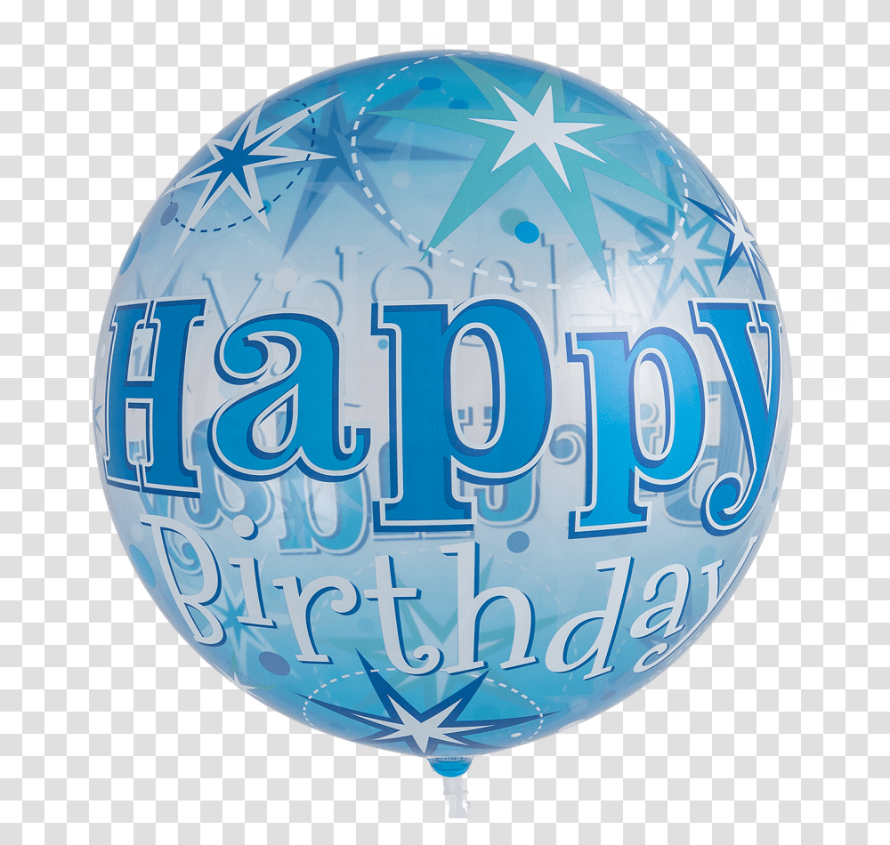 Birthday Blue Starburst Sparkle Bubble Balloon Balloon, Sphere, Glass, Logo Transparent Png