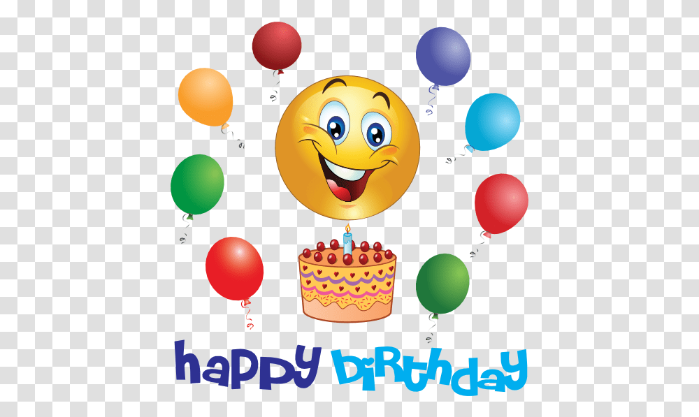Birthday Boy Smiley Happy Emoji Smiley Happy Birthday Emoji, Balloon, Birthday Cake, Dessert, Food Transparent Png
