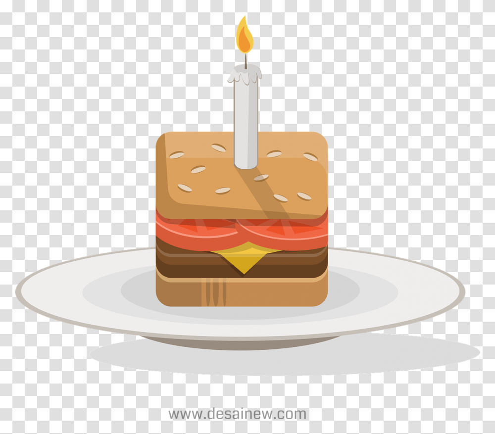 Birthday Burger Cake Birthday Cake Burger, Dessert, Food, Saucer, Pottery Transparent Png