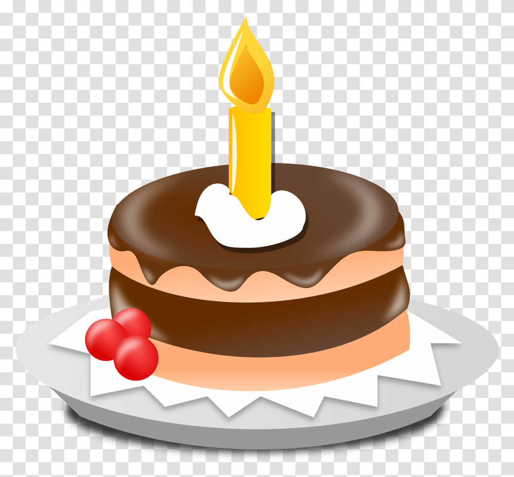 Birthday Cake And Candle Svg Clip Arts Birthday Cake With One Candle, Dessert, Food, Sweets, Confectionery Transparent Png