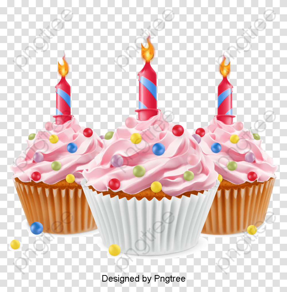 Birthday Cake Clipart High Resolution Cupcake With Candle, Cream, Dessert, Food, Creme Transparent Png