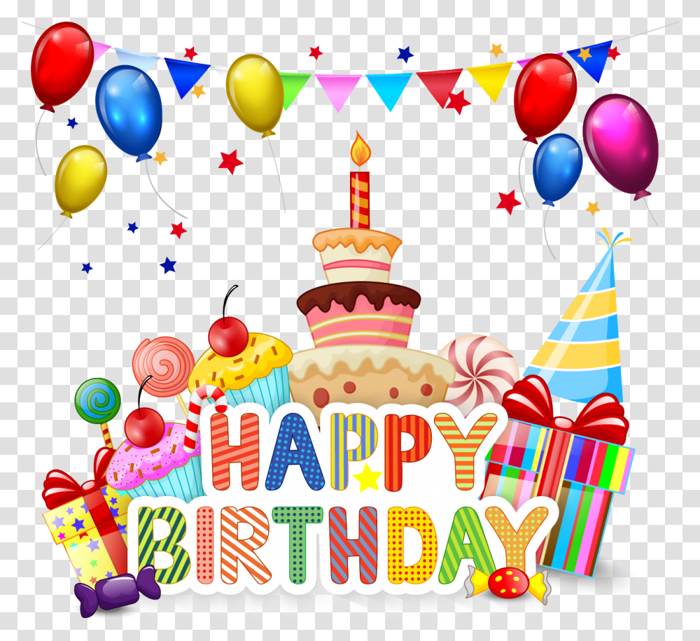 Birthday Cake Cupcake Cartoon Cartoon Happy Birthday Cake, Dessert, Food, Clothing, Apparel Transparent Png