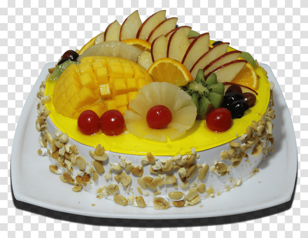 Birthday Cake In Pineapple Garnish For Cake Download Cake, Dessert, Food, Dish, Meal Transparent Png