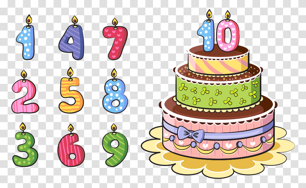 Birthday Cake Number Candle Clipart, Dessert, Food, Wedding Cake Transparent Png