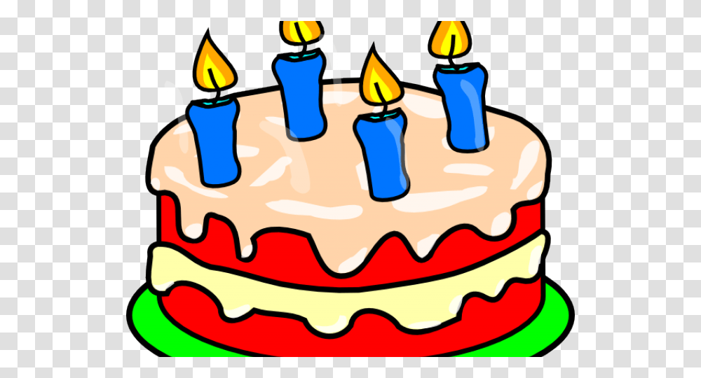 Birthday Cake With 4 Candles Clipart, Dessert, Food Transparent Png