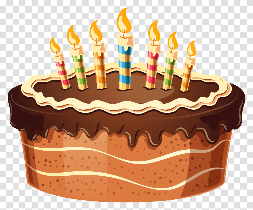 Birthday Cake With Candles Birthday Cake Clipart, Dessert, Food, Platter Transparent Png