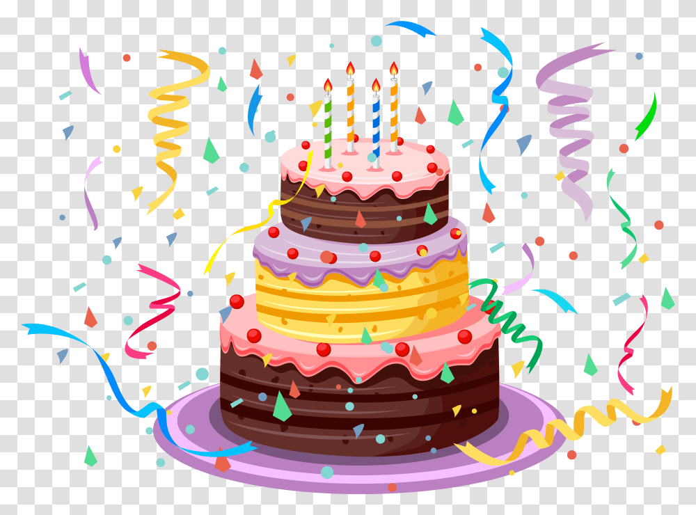 Birthday Cake With Confetti Clipart Picture Happy Birthday Cake, Dessert, Food, Sweets, Confectionery Transparent Png