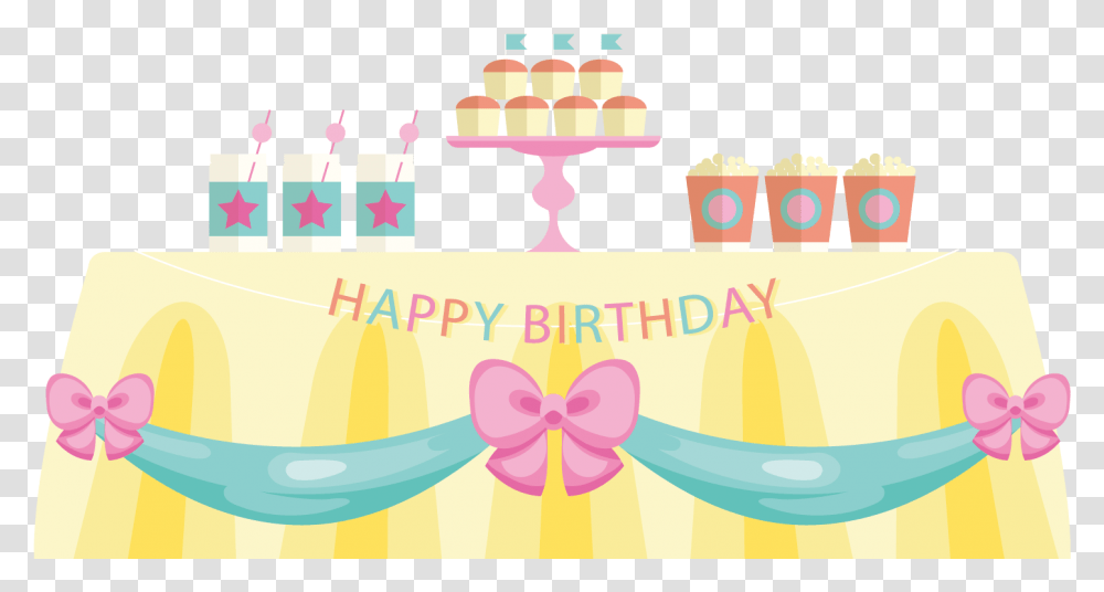Birthday Cake With Table, Dessert, Food, Cream, Creme Transparent Png