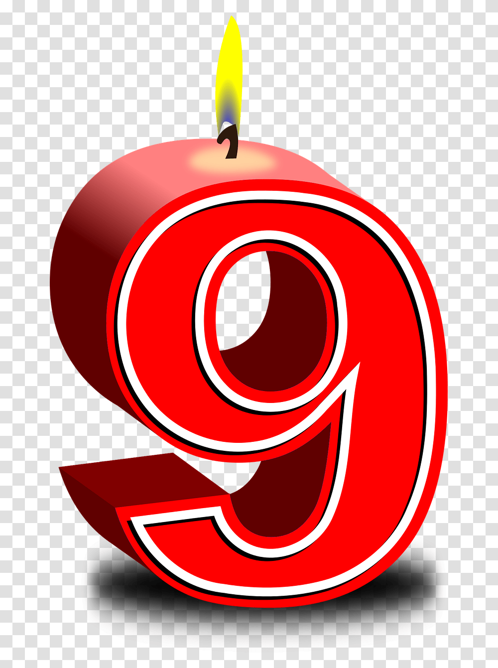 Birthday Candle Nine Free Vector Graphic On Pixabay Birthday Number 9, Text, Symbol, Alphabet, Graphics Transparent Png