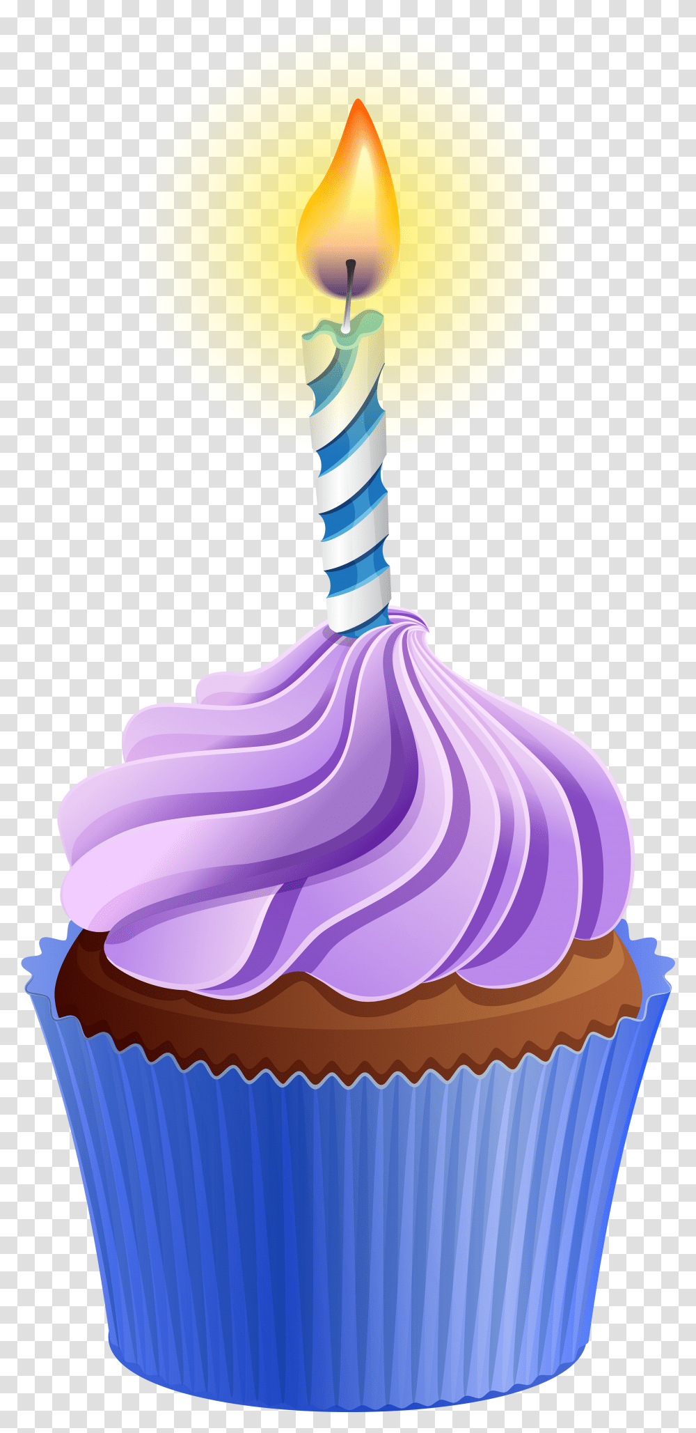 Birthday Candles Clipart Cupcake Candle, Cream, Dessert, Food, Creme Transparent Png