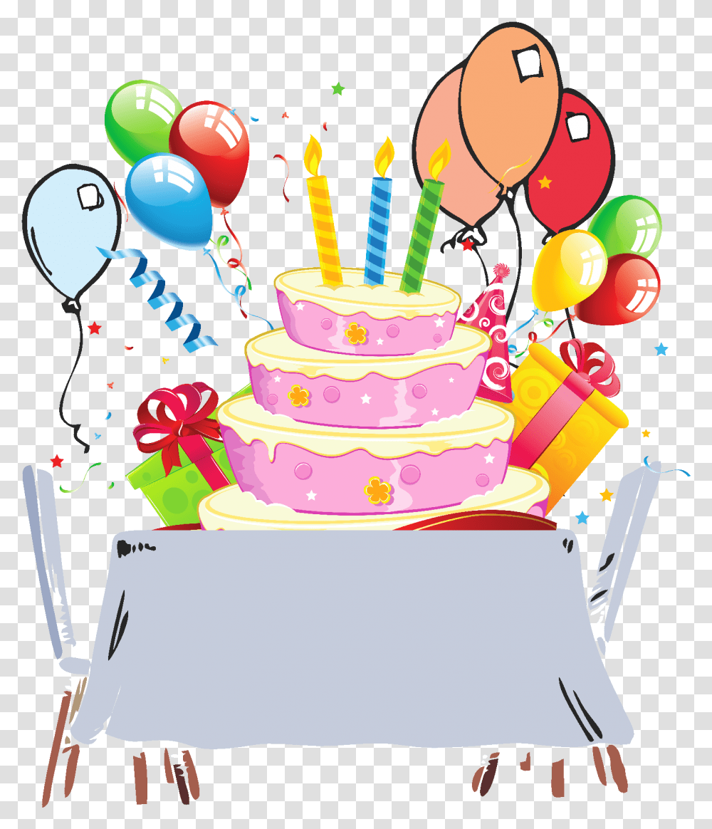 Birthday Card Cake On Table Cartoon Background Birthday Cake, Dessert, Food, Wedding Cake, Birthday Party Transparent Png