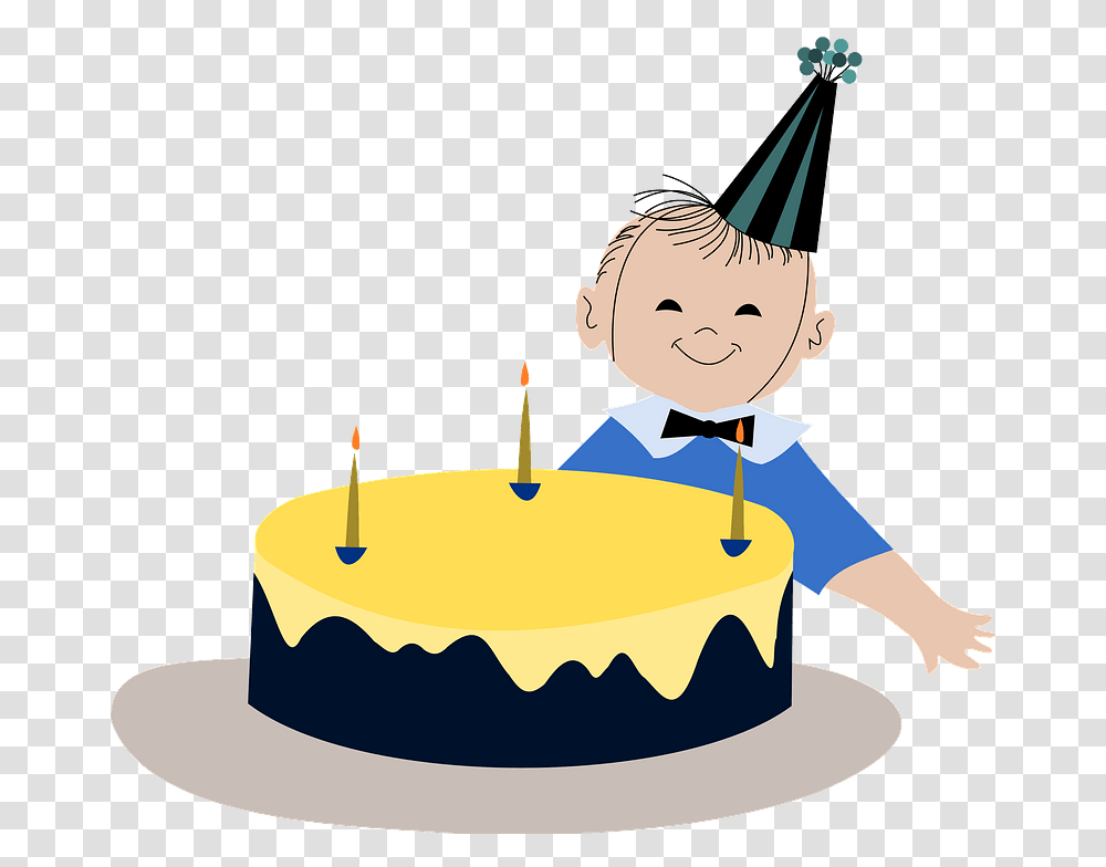 Birthday Clipart Free Download Child With Birthday Cake Clipart, Clothing, Apparel, Party Hat, Dessert Transparent Png