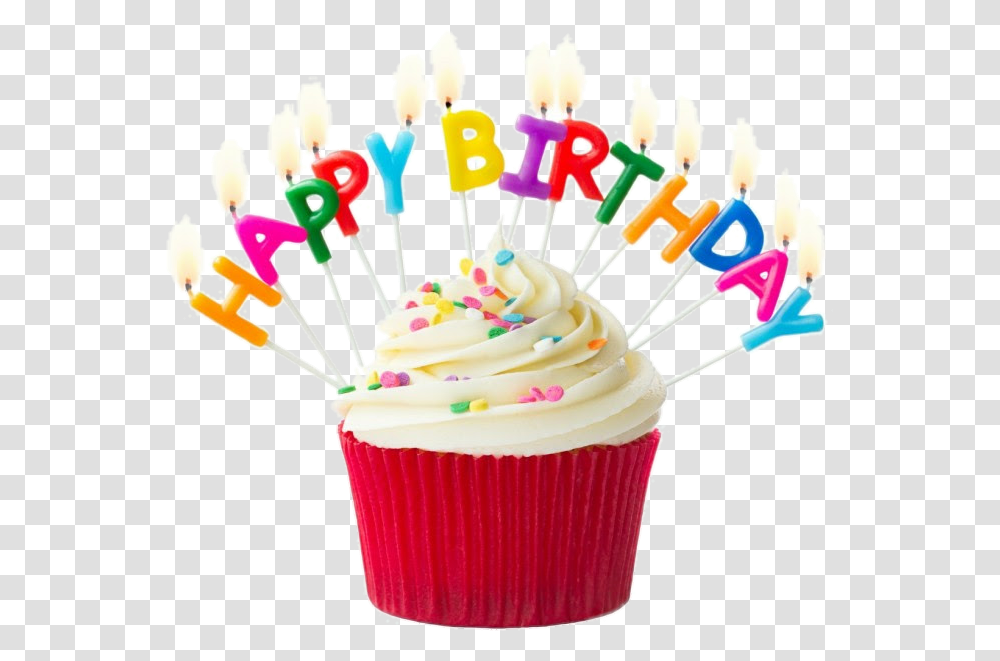 Birthday Colorful Happy Happybirthday Cupcake Birthday Cupcake, Cream, Dessert, Food, Creme Transparent Png