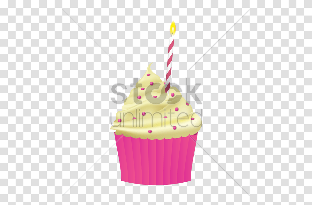 Birthday Cupcake Vector Image, Cream, Dessert, Food, Creme Transparent Png