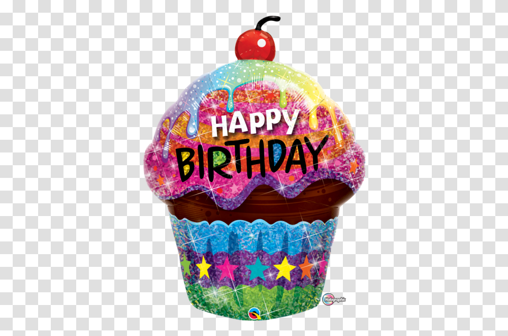 Birthday Cupcake With Balloons, Food, Cream, Dessert, Creme Transparent Png
