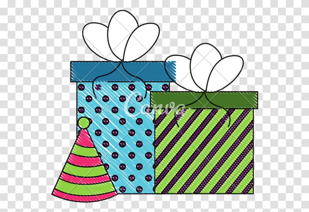 Birthday Gift Boxes And Party Hat Drawing Birthday, Purse, Handbag, Accessories, Accessory Transparent Png