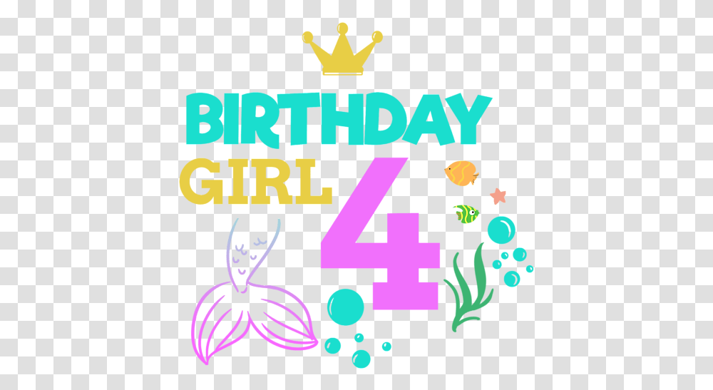 Birthday Girl Four 4th Boy Kids Greeting Card Illustration, Number, Symbol, Text, Alphabet Transparent Png
