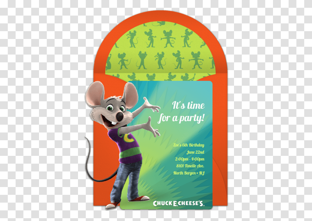 Birthday Invitation For Chuck E Cheese, Advertisement, Poster, Flyer, Paper Transparent Png