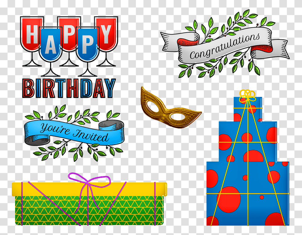 Birthday Items Gifts Cake Happy Birthday Tag, Parade, Bush, Plant Transparent Png