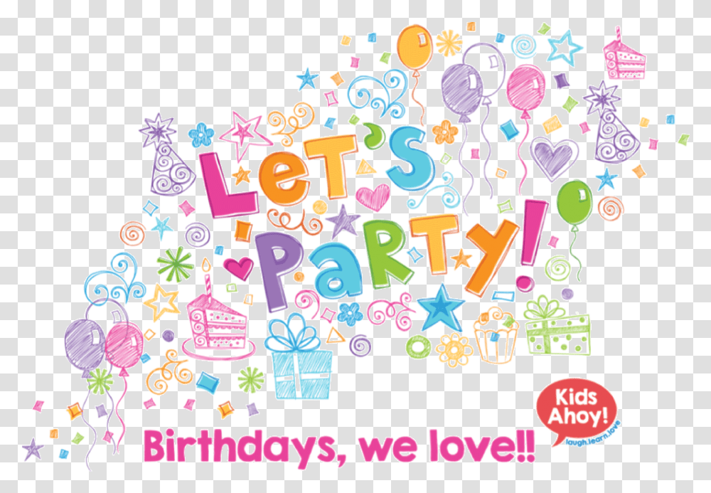 Birthday Parties Kids Ahoy Clip Art, Doodle, Drawing, Graphics, Text Transparent Png