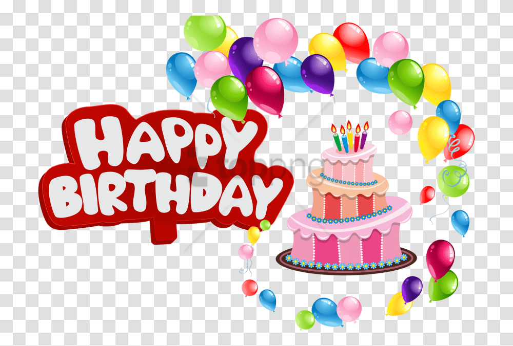 Birthday Party Happy Birthday With Balloons, Cake, Dessert, Food, Birthday Cake Transparent Png