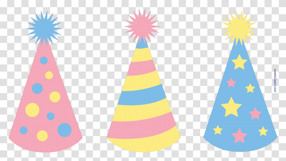 Birthday Party Hats Set Clip Art, Apparel, Cone Transparent Png