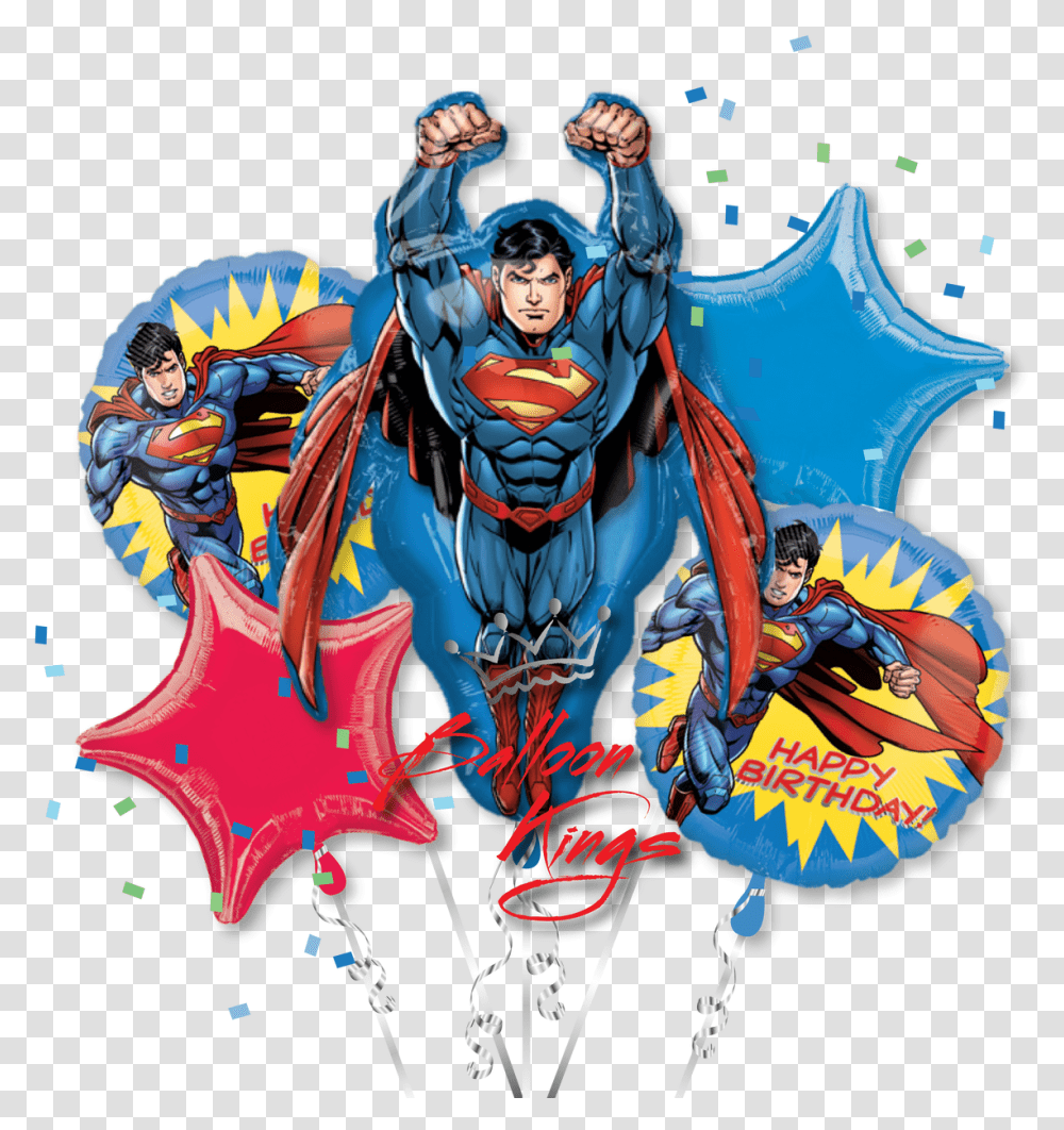 Birthday Party Superman Balloon Hd Download, Person, Human, Statue, Sculpture Transparent Png