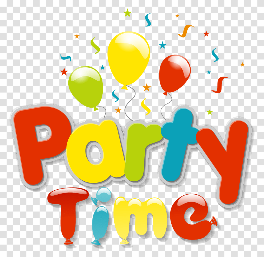 Birthday Party Text, Ball, Balloon, Paper, Confetti Transparent Png