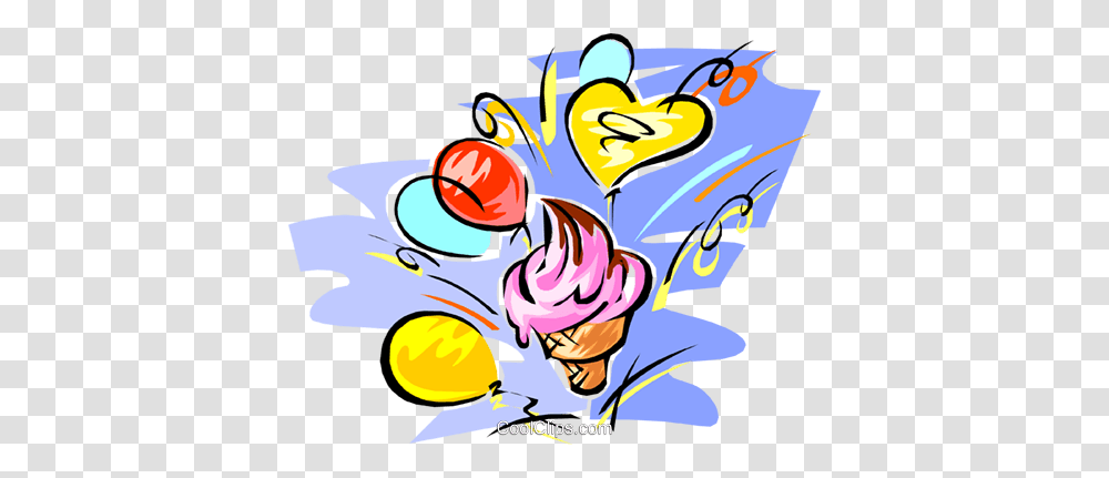 Birthday Partyice Cream Conealloons Royalty Free Vector Clip, Comics, Book Transparent Png