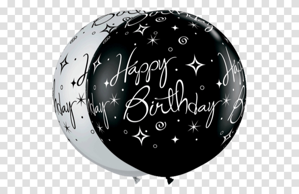 Birthday Sparkles Amp Swirls Black And White Birthday Balloons, Helmet, Apparel Transparent Png