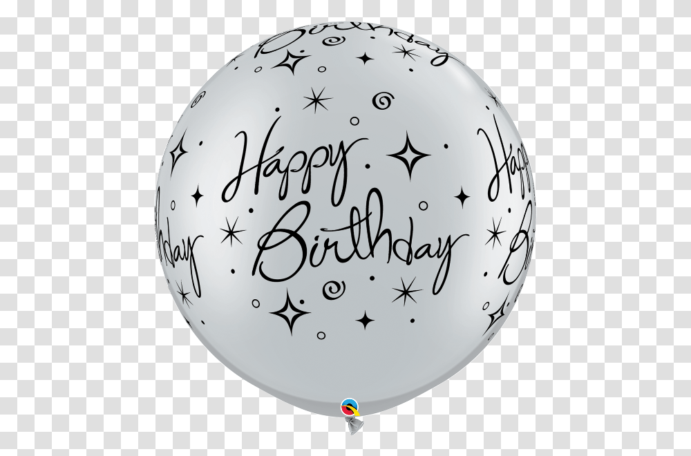Birthday Sparkles Swirls A Round Silver V Birthday White Balloon, Handwriting, Sphere, Calligraphy Transparent Png