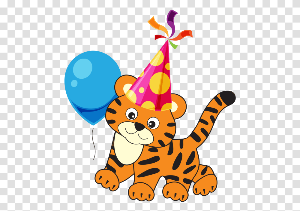 Birthday Tiger Cartoon, Apparel, Party Hat Transparent Png