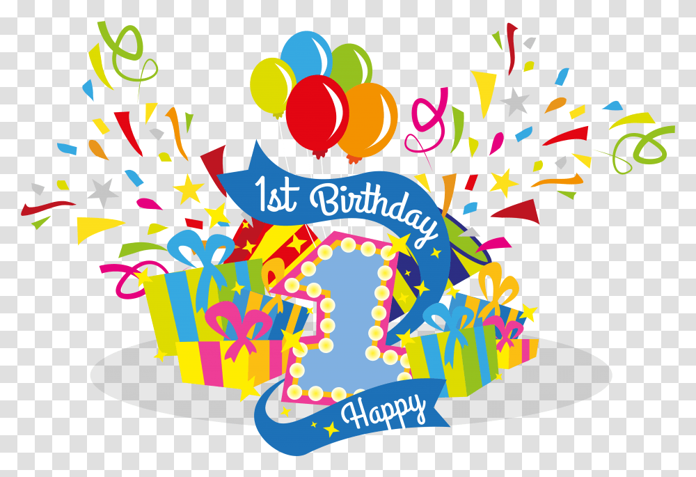 Birthday U5468u5c81 Clip Art First Happy Birthday, Graphics, Balloon, Paper, Text Transparent Png