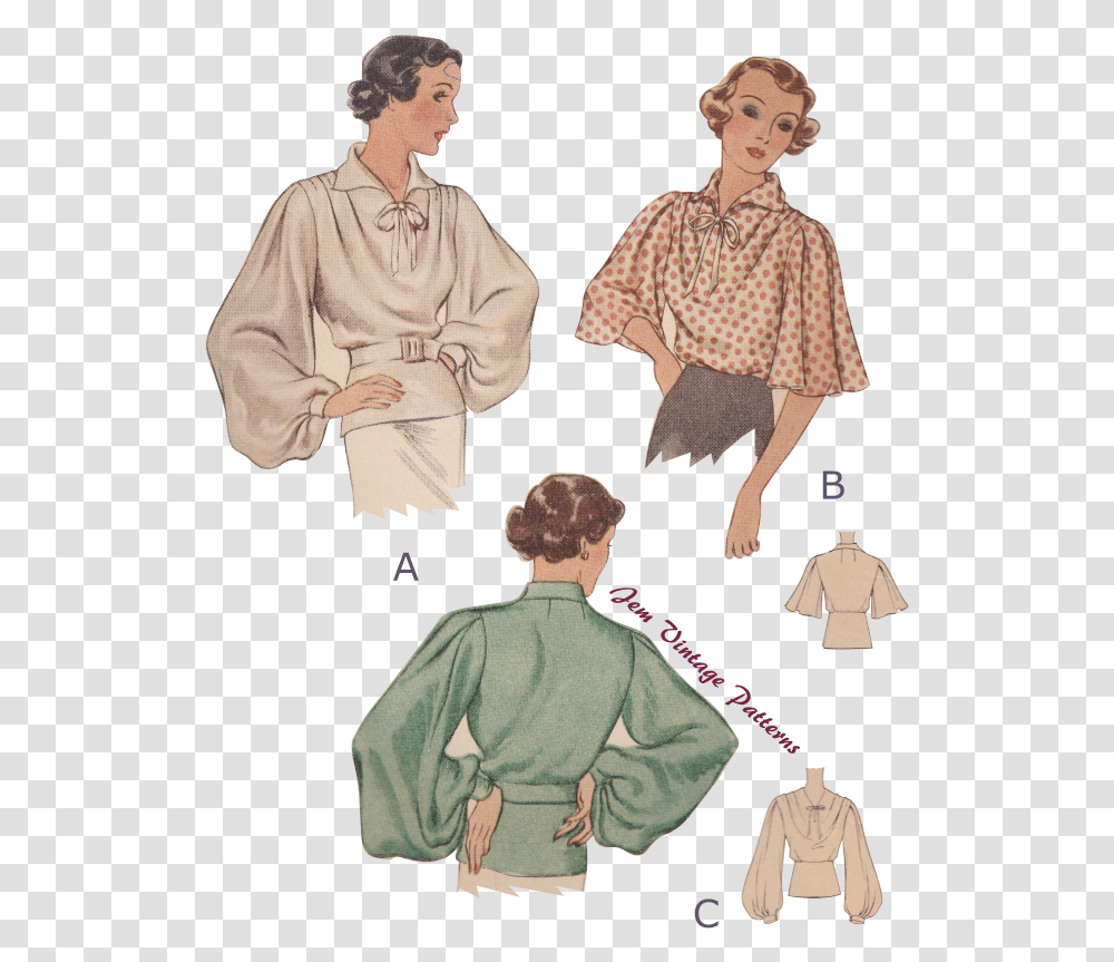 Bishop Sleeve Blouse Sewing Pattern, Apparel, Person, Human Transparent Png