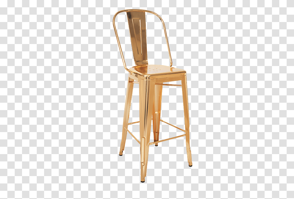 Bistro Style Metal Bar Stool In Gold Finish Gold Stool With Back, Furniture, Chair, Utility Pole Transparent Png