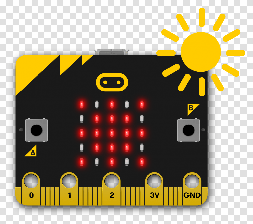Bit Reacting To Sunlight Falling On It By Showing A Bbc Microbit, Scoreboard, Pac Man Transparent Png