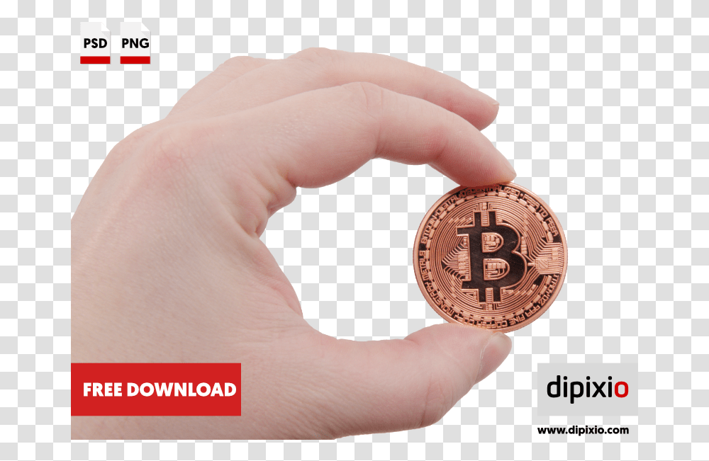 Bitcoin Coin In A Hand Affinityphoto Luminar2018 Freeimages Highlighter Mockup Free, Person, Human, Money, Finger Transparent Png