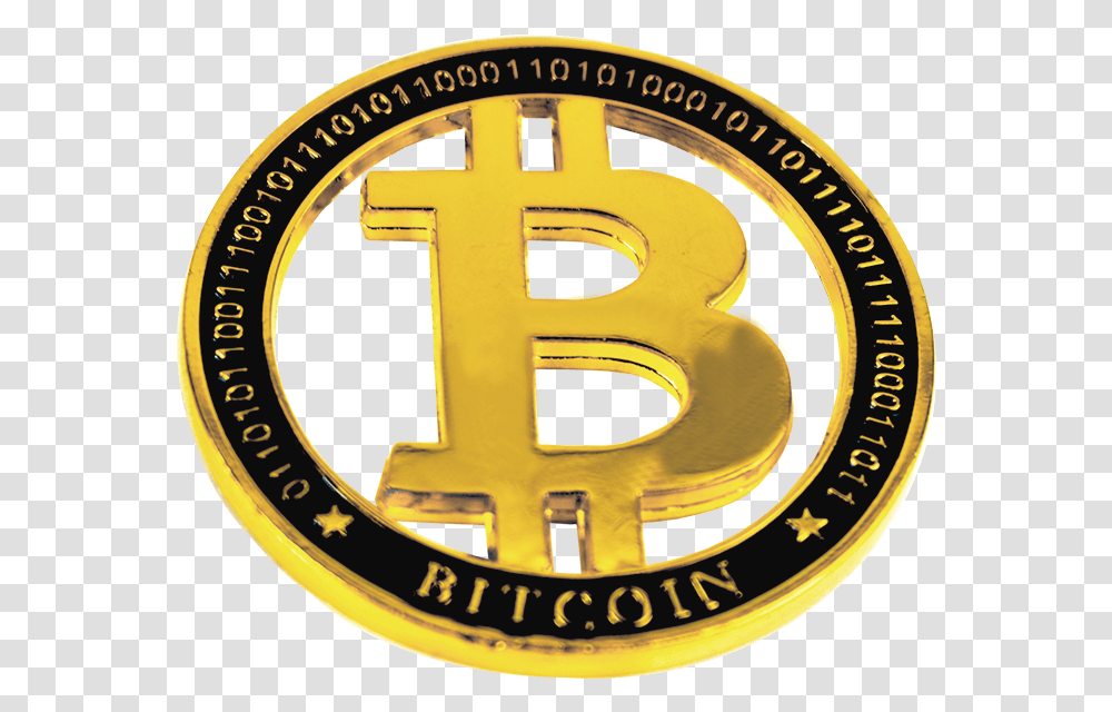 Bitcoin Collector's Coin Gold Emblem, Logo, Symbol, Trademark, Text Transparent Png