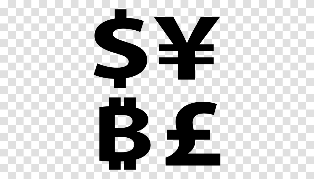 Bitcoin Currency Symbol With Dollar Yens And Pounds Signs, Number, Cross, Stencil Transparent Png